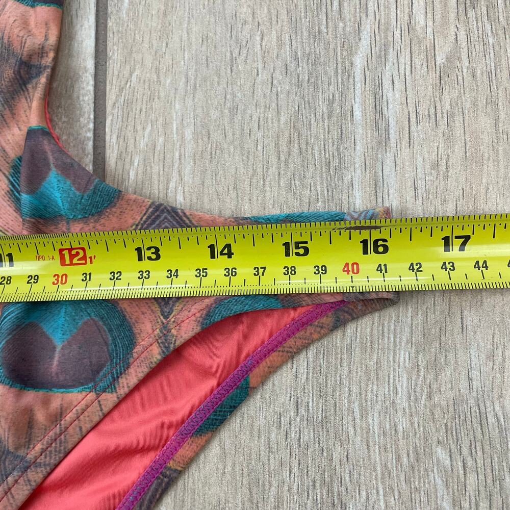 MAR by Vix Peacock Print Cutout Monokini Halter One Piece Swimsuit Large L - Picture 6 of 13